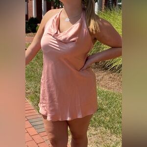 Hello Molly Blush Pink Cowel Neck Short Dress